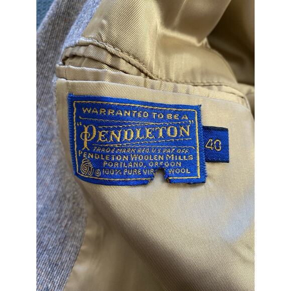 Vtg PENDLETON Men’s Tan Brown Herringbone 2 Button Wool Blazer Jacket Size 40 - Picture 6 of 6